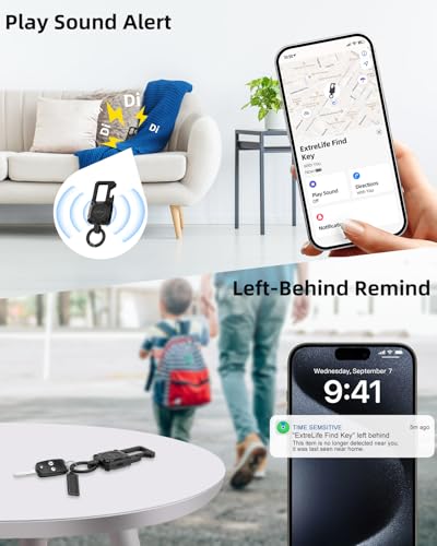 ExtreLife Keychain, Works with Apple Find My, Bottle Opener, Carabiner Car Key Chains with Gps Tracker - color: Black