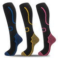 fenglaoda 3 Pairs Compression Socks for Women & Men Knee High Nurse Pregnant Cute Medical Running Travel Athletic - color: 00-3pairs-13, size: Small-Medium