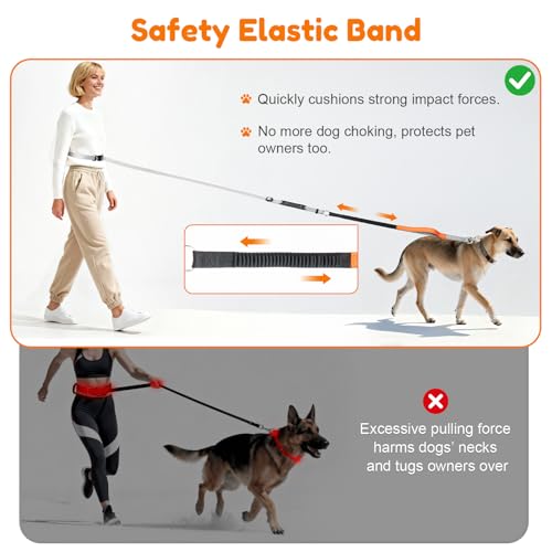XiaZ Hands Free Dog Leash,Versatile Crossbody Dog Leash with Waist Support Strap,5.9-8 FT Waist Belt with Double Handles for Small Medium and Large Dogs Walking, Running and Jogging, Gray - color: Gray
