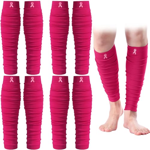 Foaincore 4 Pairs Breast Cancer Compression Calf Sleeves Women - color: Rose Red