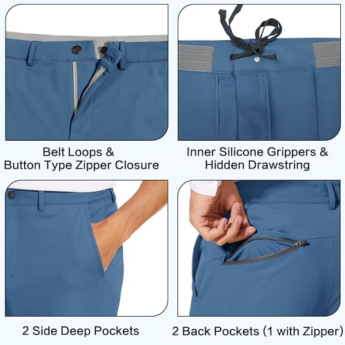 JWM Men's Stretch Golf Joggers Pants with Belt Loops - 29" 34" Slim Fit Tapered Casual Business Travel Dress Work Sweatpants - color: 05-royal Navy, size: 3X-Large