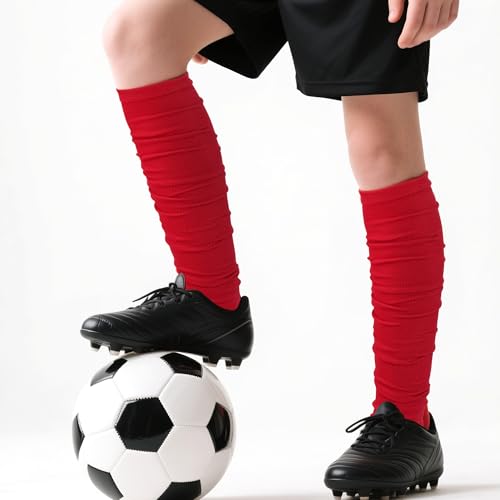 Dxhycc 2 Pairs Scrunch Football Socks Athletic Football Leg Sleeves - color: Red