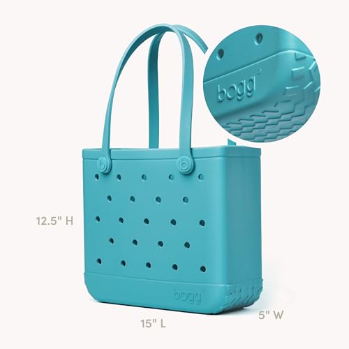 BOGG BAG Medium Tote – 15” x 12.5” x 5” – Essential Bags for Beach, Pool, Boat, Sports, Tailgating, Cruise, Travel - color: Turquoise and Caicos