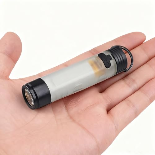 Rechargeable Keychain Flashlight USB C Rechargeable Flashlight with Magnetic Hook Portable Mini LED Flashlight with Pocket Clip Suitable for Camping Hiking and Emergency Travel (1, White) - color: White