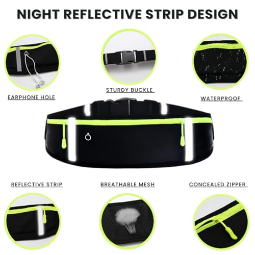 Slim Running Belt for Women & Men, Adjustable Waist Pack for Phone, Keys, Cards, and Cash. Ideal Fanny Pack During the Running, Workouts, Hiking and Travel