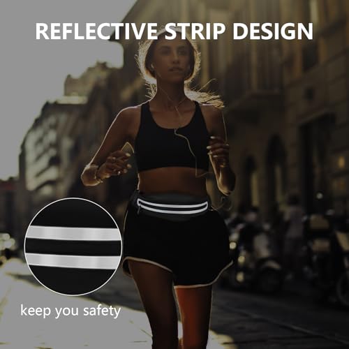 Running Belt Fanny Pack, Running Waist Pack for Women & Men USA Patented Hands-Free Reflective Runner Pouch Belt Fitness Workout Bag No-Bounce Adjustable Sport Travel Fanny Pack Cell - color: Silver