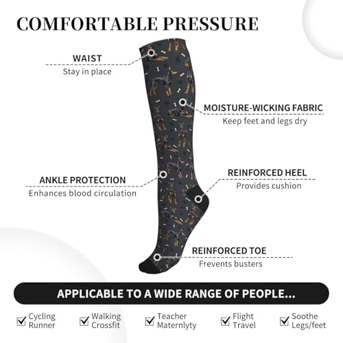 Cute Dog Compression Socks Women Men, Dog Lover Gift - color: Doberman