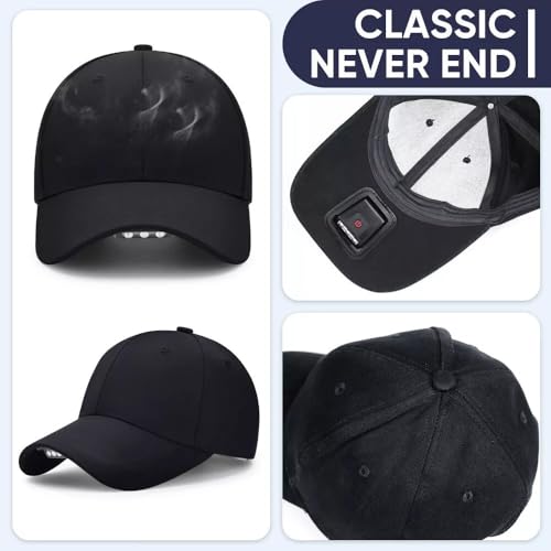 Baseball Cap with Light, Hands Free LED Baseball Cap with 5 LED Battery Powered Headlamp Hat Flashlight Hat - color: Navy Blue