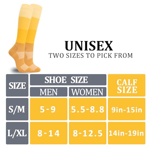 fenglaoda 3 Pairs Compression Socks for Women & Men Knee High Nurse Pregnant Cute Medical Running Travel Athletic - color: 00-3pairs-05, size: Large-X-Large