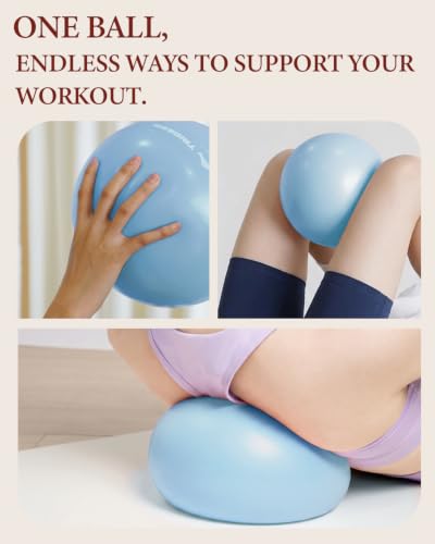 Trideer 9 Inch Pilates Ball with Inflation Straw, Small Exercise Yoga Ball - color: Baby Blue