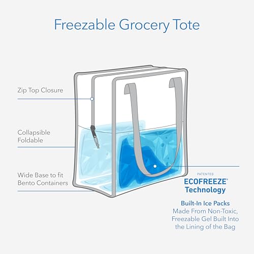 PackIt Freezable Grocery Tote 13 L Capacity, Black - color: Fresh Stripes
