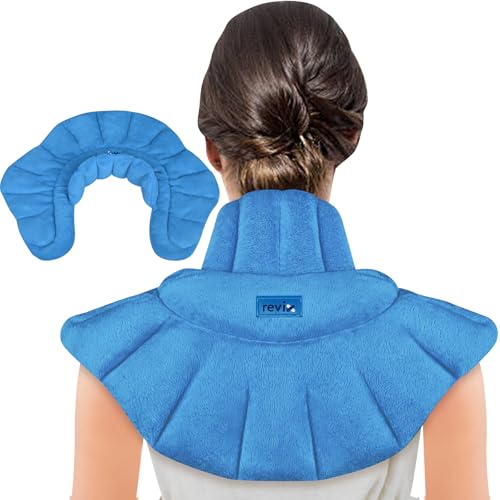 REVIX Neck Heating Pad Microwavable, Weighted Microwave Shoulder Wrap - color: Blue