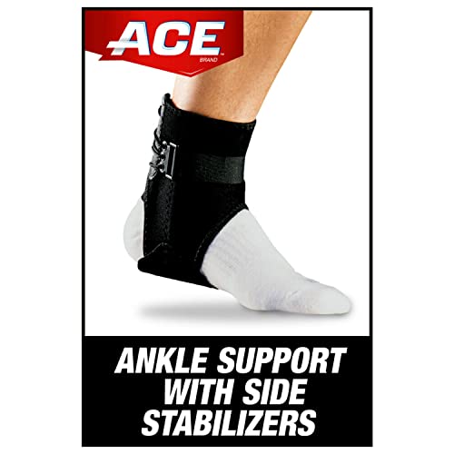 ACE Ankle Brace with Side Stabilizers, Adjustable, Black, 1/Pack - size: 1 Count (Pack of 1)