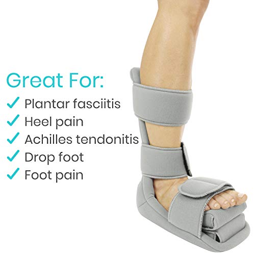 Vive Plantar Fasciitis Night Splint Plus Trigger Point Stretch Wedges - color: Gray, size: Medium