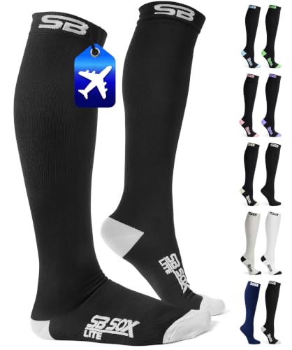 SB SOX Lite Compression Socks for Flying (15–20 mmHg) - color: Black/Gray, size: S/M