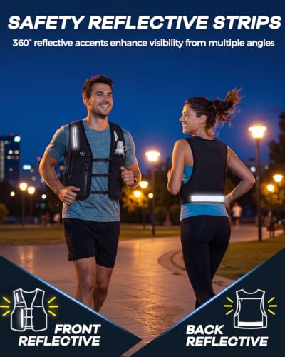 Running Vest for Women Men, Lightweight Reflective Hydration Vest with 500ML Soft Flask, Adjustable Running Backpack Run Vest Water Bottle for Runner Marathon - size: Medium-Large