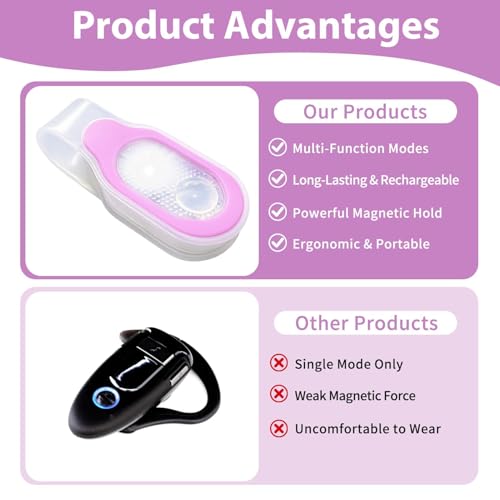 Nurse Night Light Hands Free LED Flashlight Clip on Flashlight for Walking - color: Pink