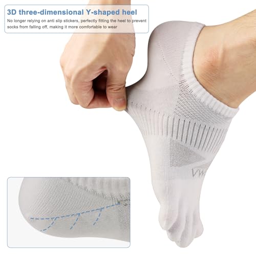 VWELL No Show Toe Socks for Men Women COOLMAX Five Finger Socks Athletic Running Ankle Low Cut 5 Toe Socks (3Pairs) - color: White, size: Small