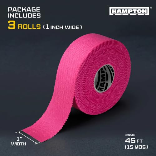 Hampton Adams Athletic Sports Tape, Very Strong, Easy Tear, No Residue - color: Hot Pink (1 Inch)