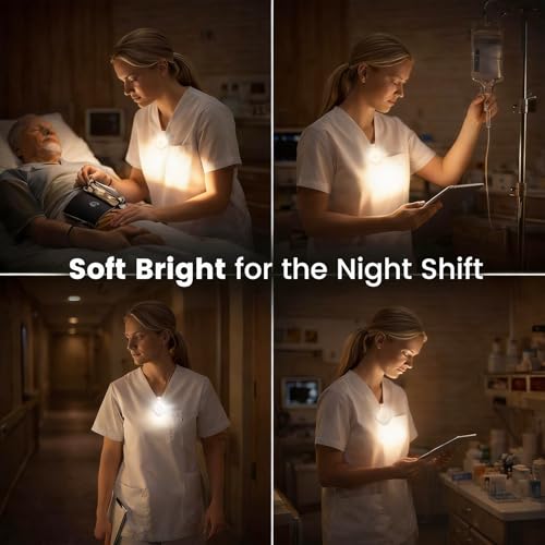 Wearable Nurse Night Light for Night Shift, Rechargeable Magnetic Clip-on Badge Light, Bright Hands Free Nurse Essentials Flashlight, Safety Light in the Dark for Walking Running Outdoor Emergency - color: Cream