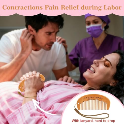 Gwabee Labor Comb and Massage Ball Set, Birthing Comb for Labor Pain - color: Peachwood Comb