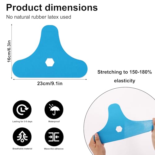 10pcs Precut Kinesiology Tape for Ankle, Elastic Latex-Free Cotton Athletic Tape Strips Waterproof and Breathable Ankle Support Patches for Sports and Training (Blue)