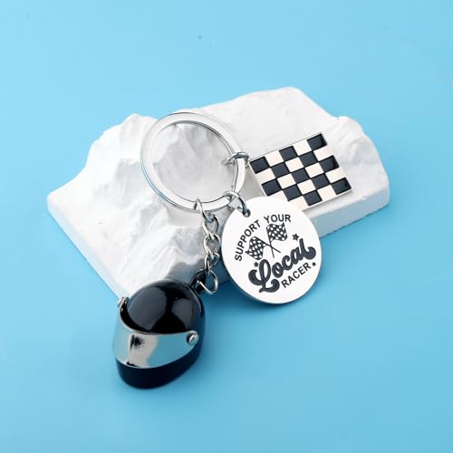BNQL Racing Keychain Racing Car Gifts for Race Cars Lovers Support Your Local Racer Gift Driver Gifts Flag Keychain