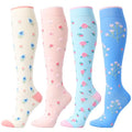 LEVSOX Compression Socks Women and Men, 20-30mmHg, Best for Nurses, Travel, Pregnancy - color: 4 Pairs Flower, size: Small