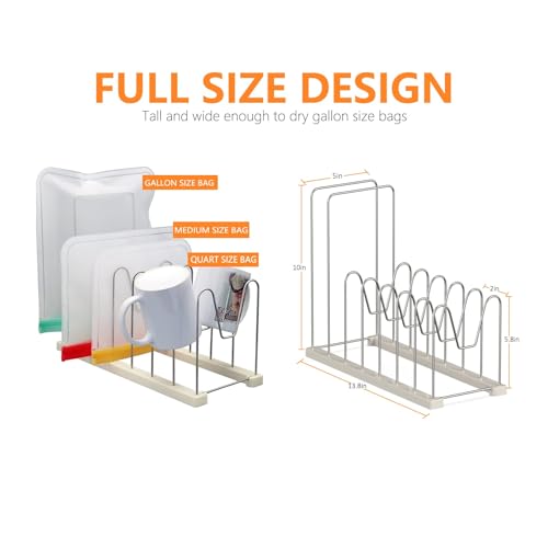 Reusable Bag Drying Rack, Silicone Bag Drying Rack, Dryer Rack for Ziplock Gallon, Snack, Sandwich Bags, Bottle Dryer Rack for Cup & Glasses,Pan Lid & Cutting Board Organizer