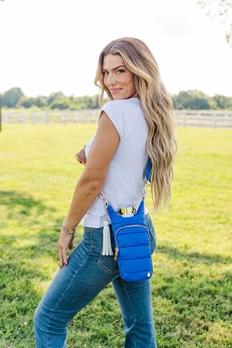 WanderFull Original HydroBag Crossbody Water Bottle Holder with Phone Pocket, Fits Water Bottles up to 32 oz - color: Royal Blue Matte