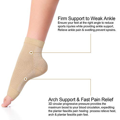 Geyoga 7 Pairs Ankle Compression Sleeves Ankle Brace Socks Plantar Fasciitis Relief Sock with Foot Arch Support for Women Men Relieves Foot Heel Pain(Size L, Size XL) - size: Size L, Size XL