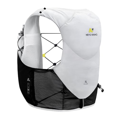 N NEVO RHINO 5L Running Vest, Water Vest Backpack with 2x500ml Soft Flasks - color: White, size: Large