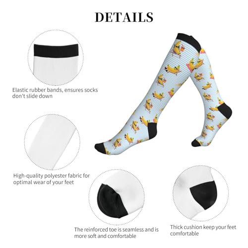 Compression Socks Knee High Circulation Support Socks For Women Men Athletic Running Work Hiking Cycling Travel - color: Funny Banana