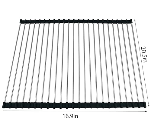 Ahyuan Roll up Dish Drying Rack Over The Sink Kitchen Roll up Sink Drying Rack Portable Dish Drainer Foldable Dish Drying Rack (Black, 20.5''X16.9'') - color: Black, size: Rectangle 20.5 inches x 16.9 inches
