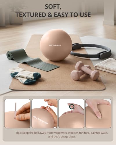 Trideer 9 Inch Pilates Ball with Inflation Straw, Small Exercise Yoga Ball - color: Champagne