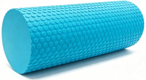 Foam Roller for Exercise, Pilates, Back Physical Therapy, 18" X 6" Round - color: Light Blue