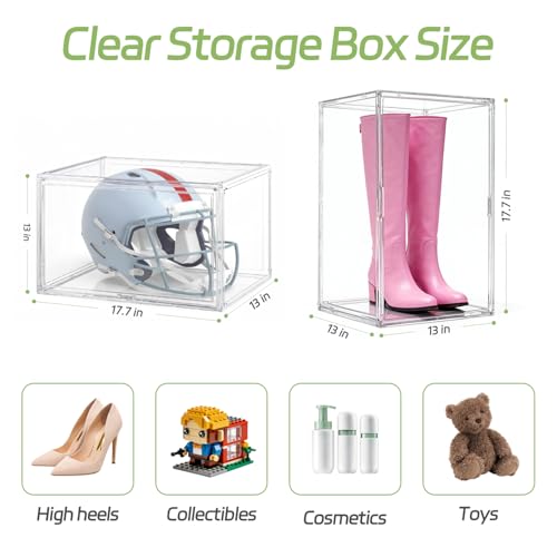 Extra Large 17.7" x 13" x 13" Clear Stackable Storage Bins, Magnetic Lid - size: XXX-Large