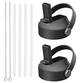 Straw lid for Hydroflask Wide Mouth Water Bottle,Flex Straw Lid Compatible with Hydro Flask 12 16 18 20 32 40 64 oz,Sports Straw Cap Flip Top Lid Water Bottle Lid Accessories… - color: Black 2