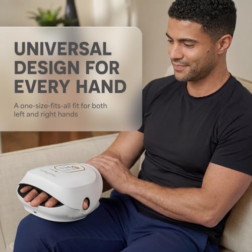 Lifepro DualThera Hand Massager – Finger Stretching, Heat & Compression - color: White