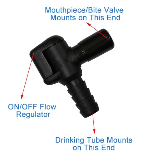 Bite Valve Replacement Mouthpiece Fit for Hydration Pack Bladder Water Backpack and Most Brands(4-Pack), with Shutoff Valve and Tube O-Ring - color: BK-Black