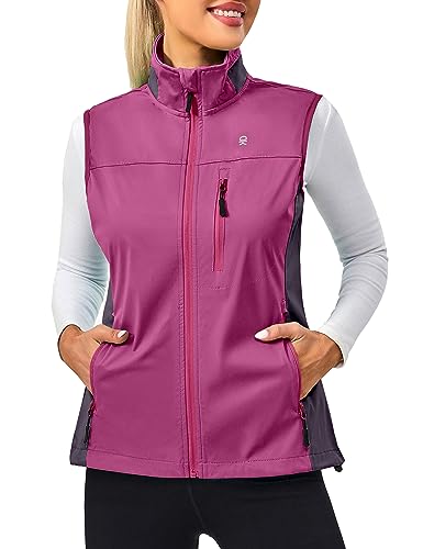 Little Donkey Andy Women's Lightweight Vest Windproof Sleeveless Jacket - color: Rose, size: Small