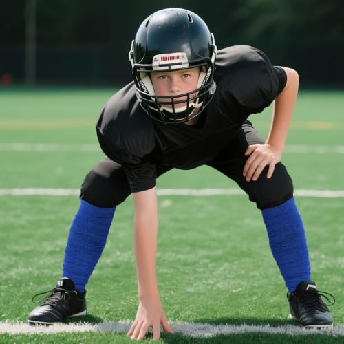 Dxhycc 2 Pairs Scrunch Football Socks Athletic Football Leg Sleeves - color: Blue