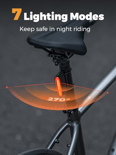 ROCKBROS Magnetic Bike Tail Light,Rechargeable,IPX6 Waterproof,7 Modes