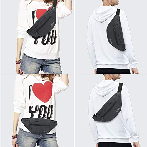 Small Crossbody Fanny Pack Women Men Shoulder Sling Bag Carrying All Phones - color: Dark Grey, size: Large