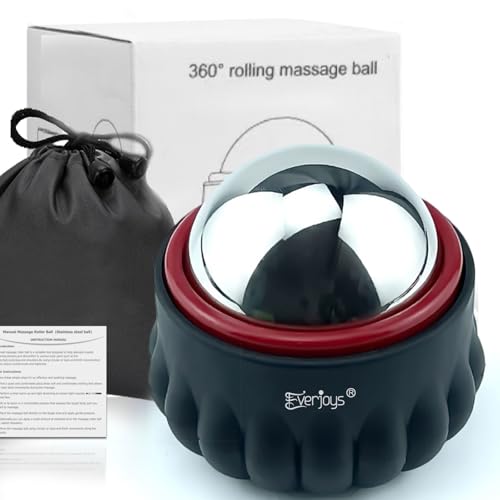 Massage Ice Roller Ball Cold & Heat Therapy Tissue Relief Muscle Recovery - color: Black and Red