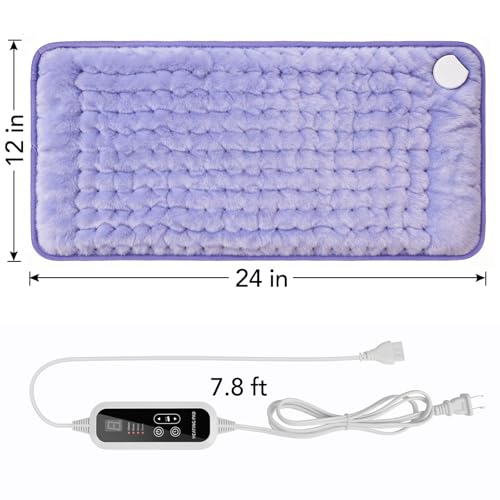 Heating Pad for Back Pain Relief - 24"x12" Electric Heating Pad - size: 12"X 24"-Purple