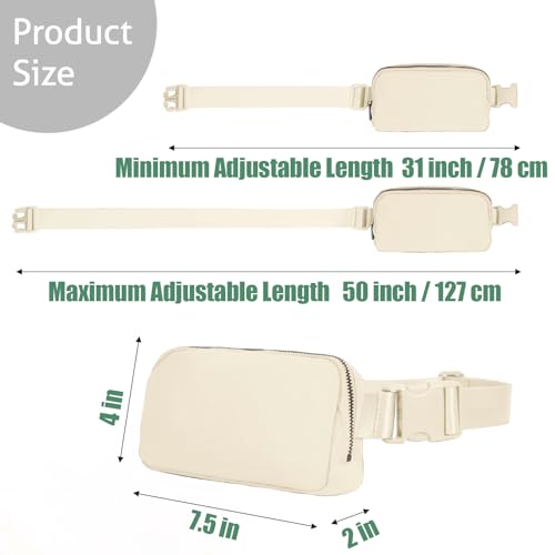 INTINI Crossbody Fanny Pack for Women, Small Belt Bag Waist Purse with Adjustable Strap, Mini Hip Pack Side Bag for Travel, Running, Gym and Daily Wear - color: S - Lvory