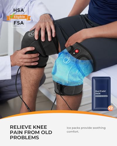 CooCoCo Knee Massager with Heat Cold, Vibration Massage - color: Gray