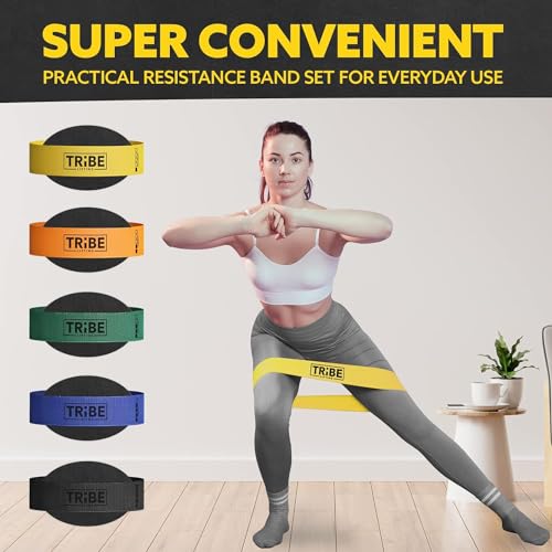 Fabric Resistance Bands for Working Out, 5-Band Set for Legs and Glutes - color: Medium Green