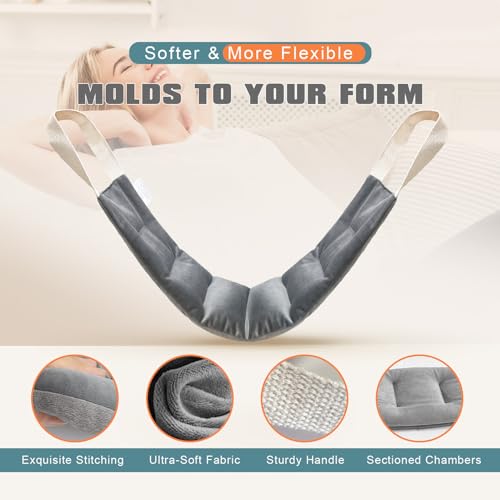 uncn Heating Pad for Neck Shoulders and Back Microwavable Wrap Weighted Neck Warmer 32x5in Microwave Heat Wrap Rice Beanbag Lavender Scented 1.5Pounds - color: Gray